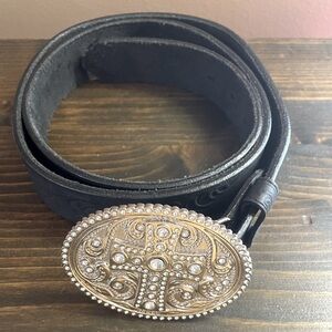 Silver Creek Black Men’s Belt with American Western Religious Keltic Cross 44